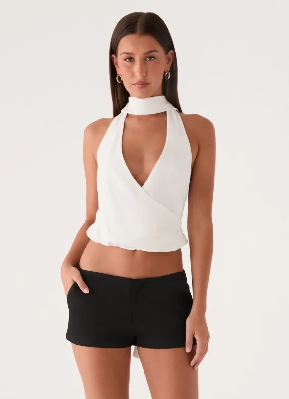 Lynna Scarf Top - White made by Peppermayo
