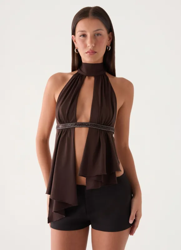 Menah Halter Top - Chocolate made by Peppermayo