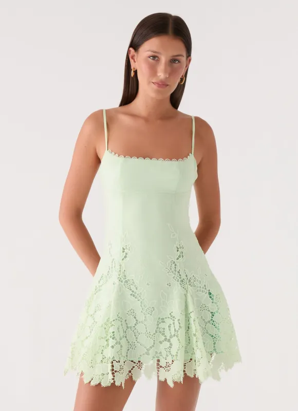 Florine Mini Dress - Pistachio made by Peppermayo