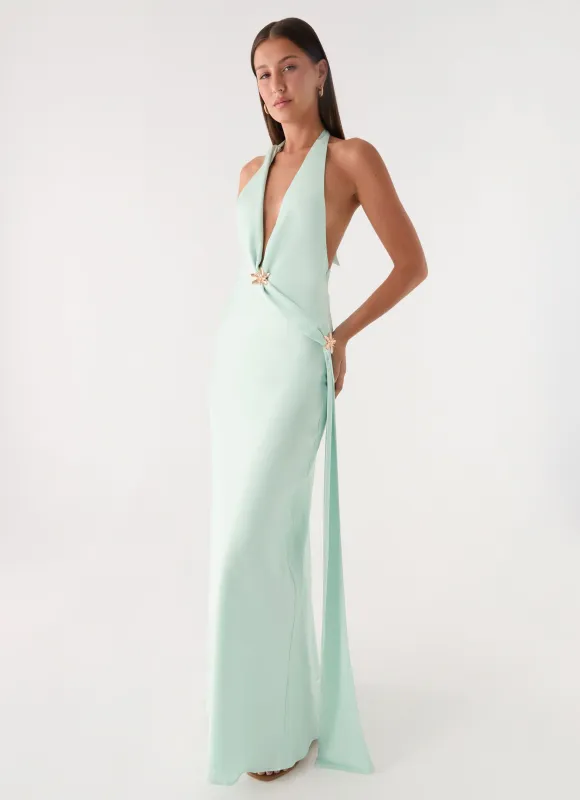 Eleni Halter Maxi Dress - Pistachio made by Peppermayo