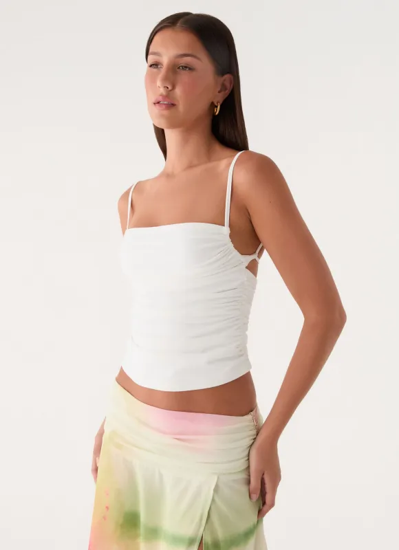 Effy Ruched Top - White made by Peppermayo