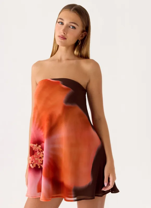 Marcita Mini Dress - Chocolate Blossom made by Peppermayo