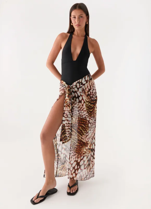 Low Tide Sarong Maxi Skirt - Leopard Hibiscus made by Peppermayo