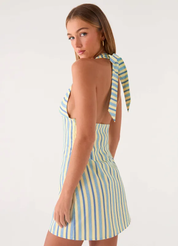 Feyric Mini Dress - Mint Banana Stripe made by Peppermayo