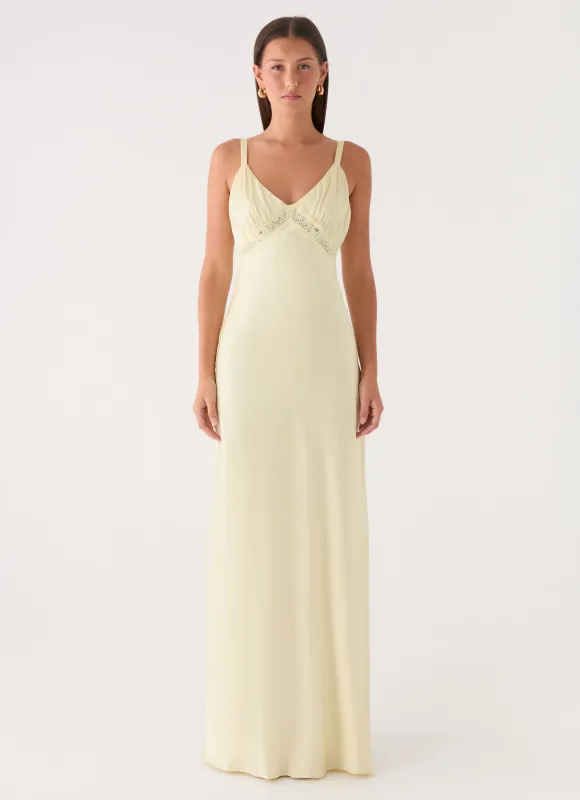 Tove Lace Maxi Dress - Yellow made by Peppermayo