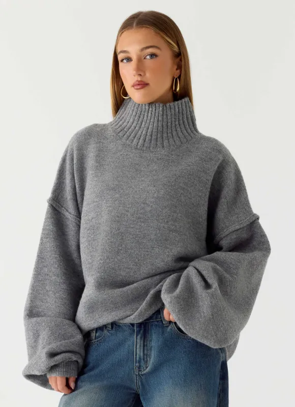 Roux Knit Sweater - Grey made by Peppermayo