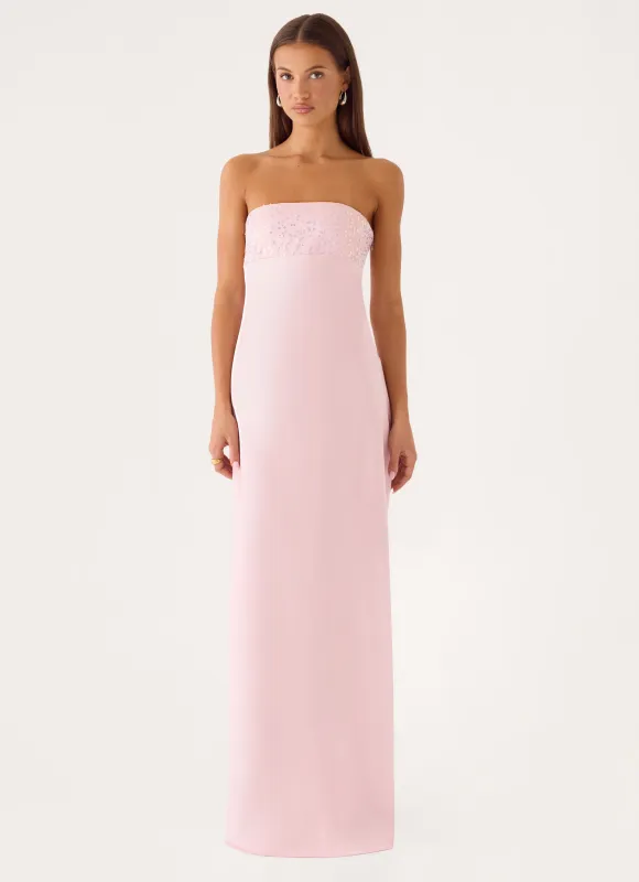 Lucienne Strapless Maxi Dress - Pink made by Peppermayo