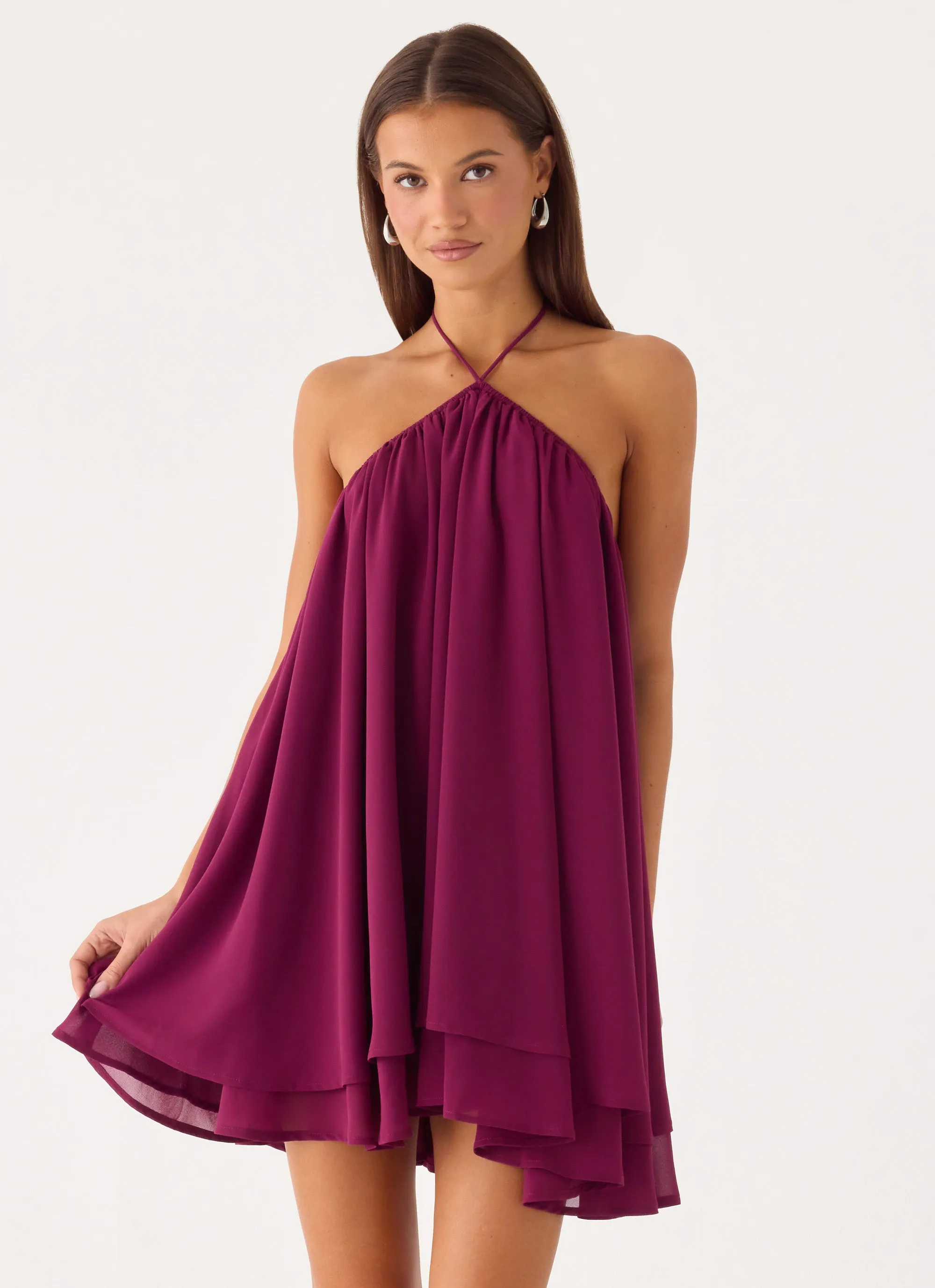 Alicelle Halter Mini Dress - Plum sold by Peppermayo product image thumbnail 4