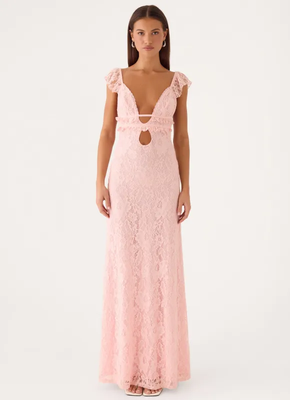 Giulia Lace Maxi Dress - Pink made by Peppermayo