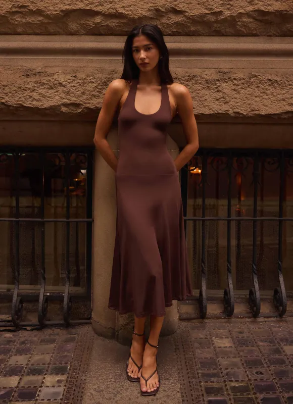 Klyne Midi Dress - Chocolate made by Peppermayo