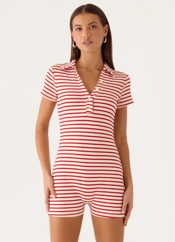 Kairah Playsuit - Red/White Stripe made by Peppermayo
