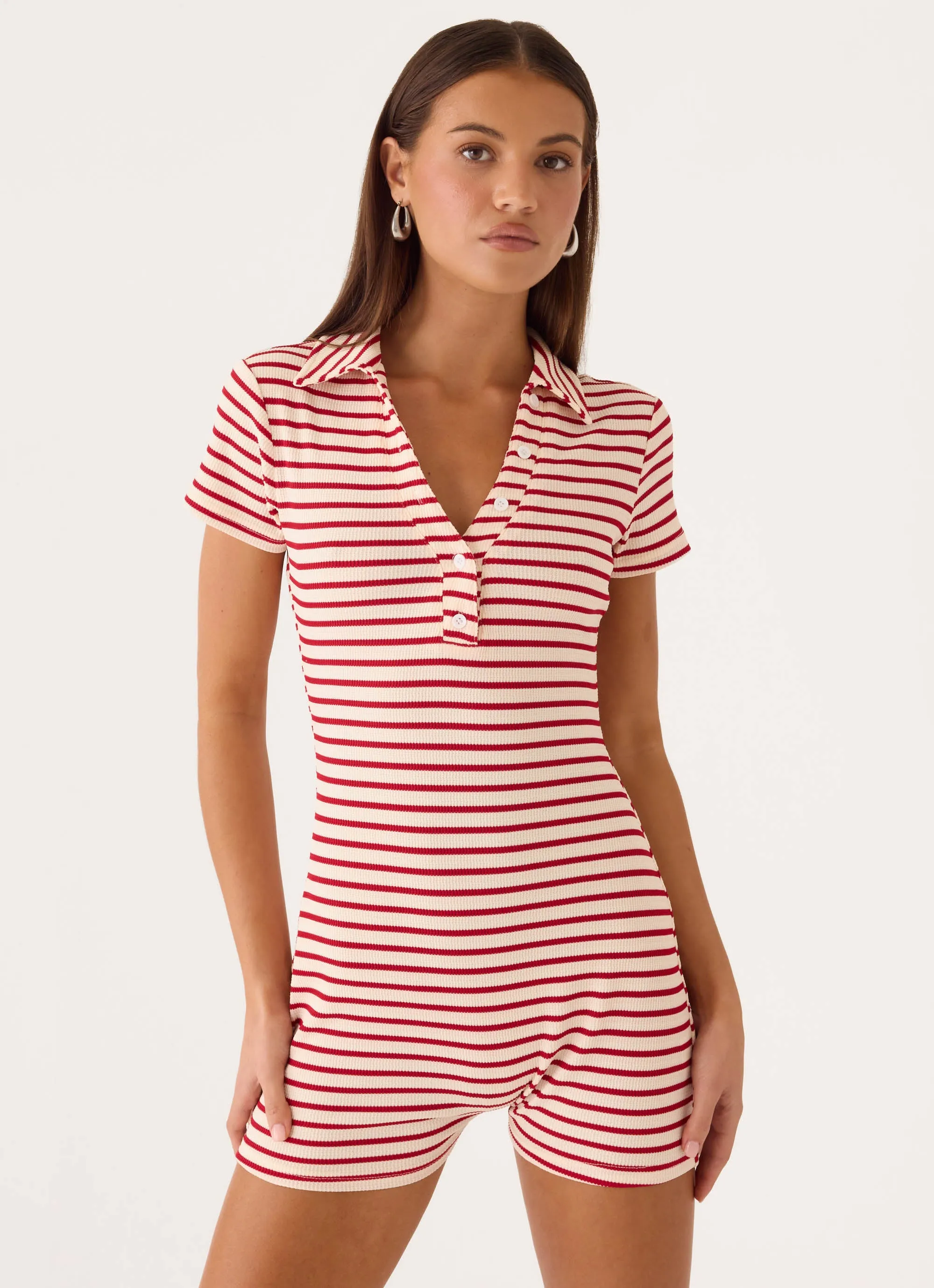 Kairah Playsuit - Red/White Stripe sold by Peppermayo product image thumbnail 5