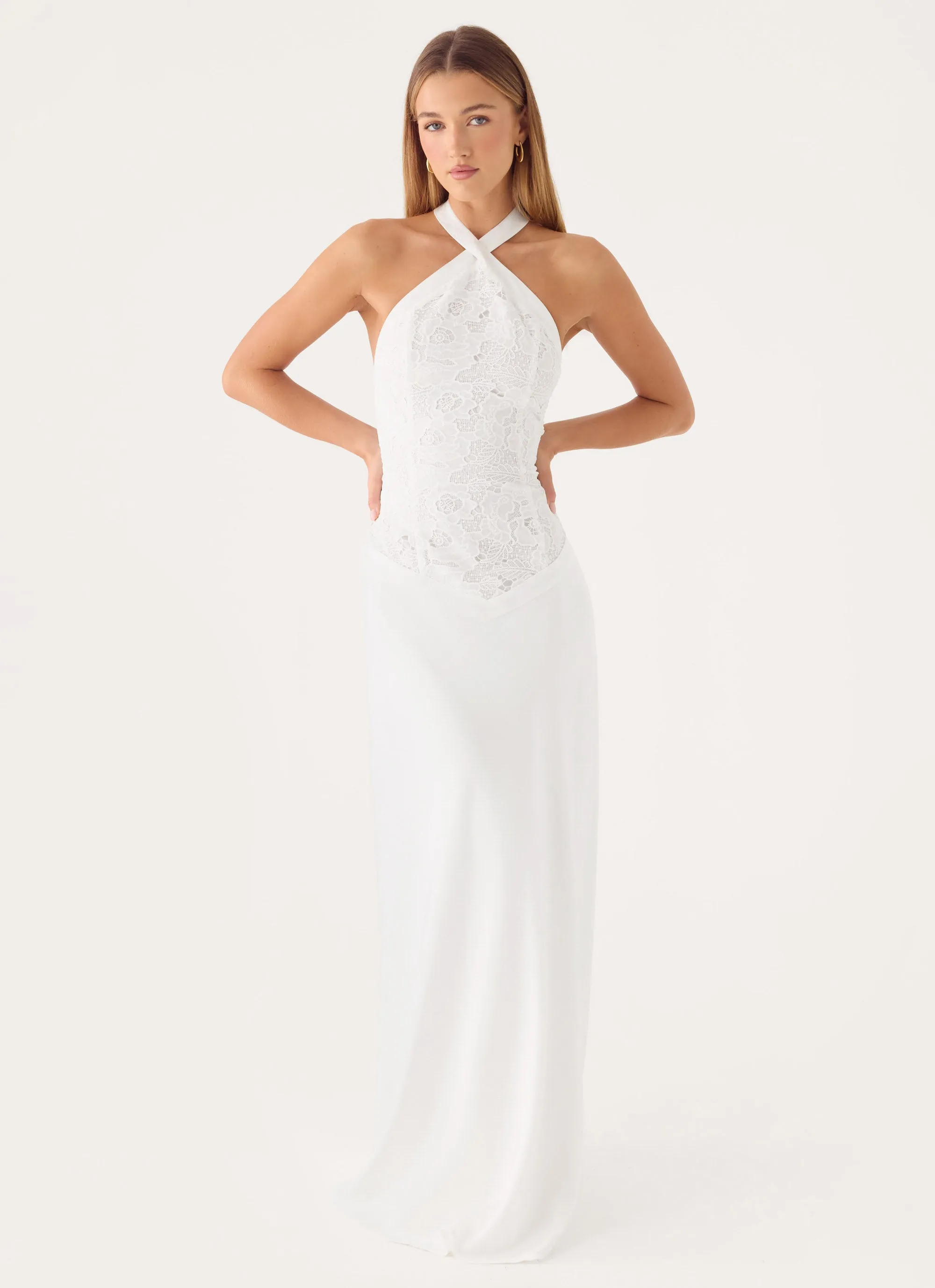 Lilas Maxi Dress - White sold by Peppermayo