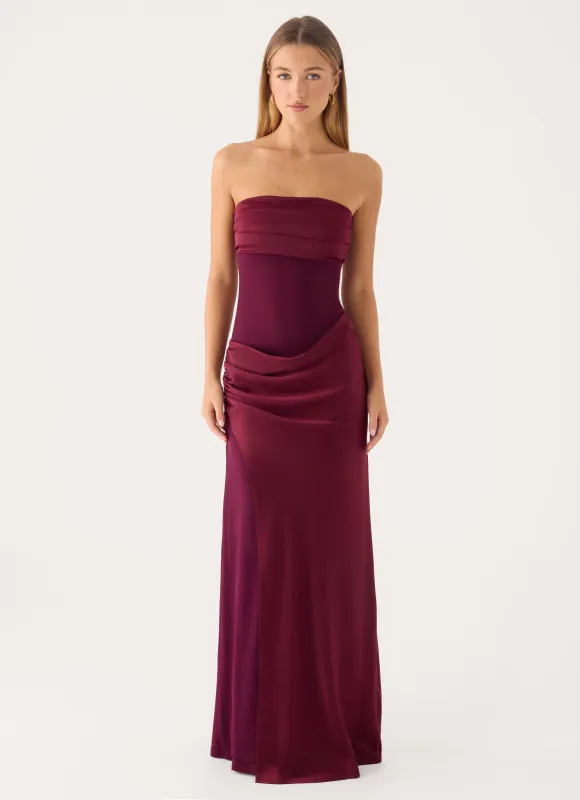 Charmaine Maxi Dress - Deep Maroon made by Peppermayo