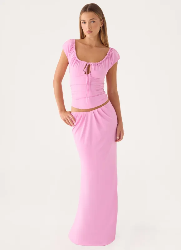 Small Moments Pleated Maxi Skirt - Pink made by Peppermayo