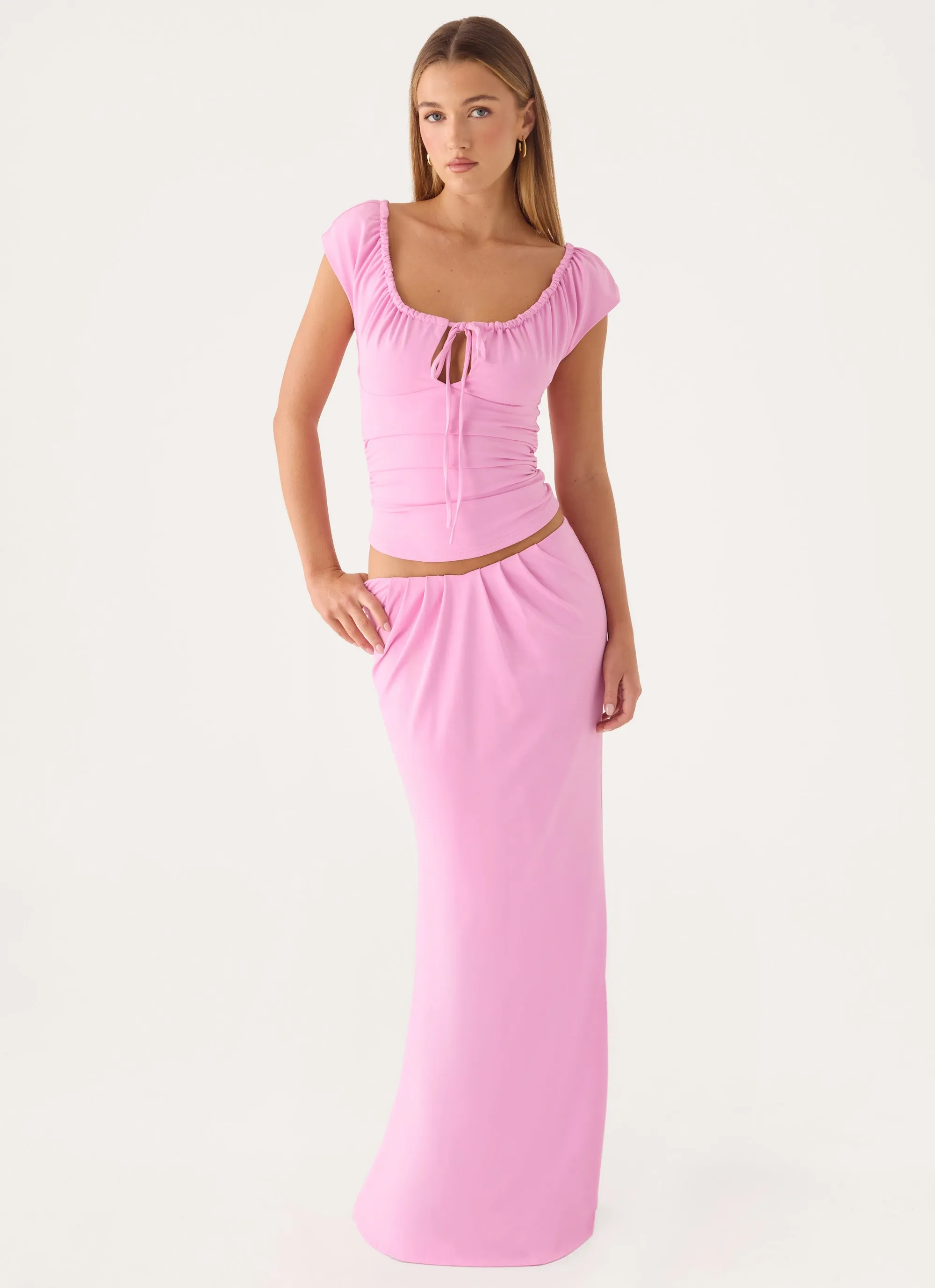 Small Moments Pleated Maxi Skirt - Pink sold by Peppermayo