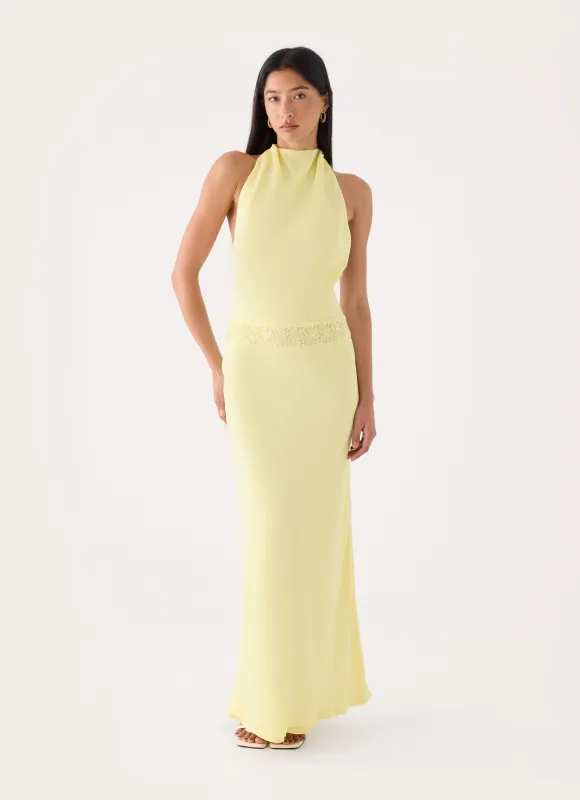 Oria Halter Maxi Dress - Yellow made by Peppermayo