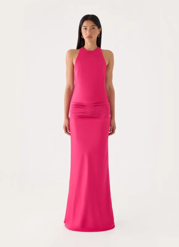Zarita Halter Maxi Dress - Fuchsia made by Peppermayo