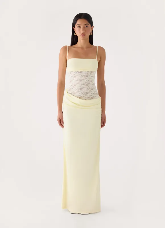 Emesy Lace Maxi Dress - Yellow made by Peppermayo