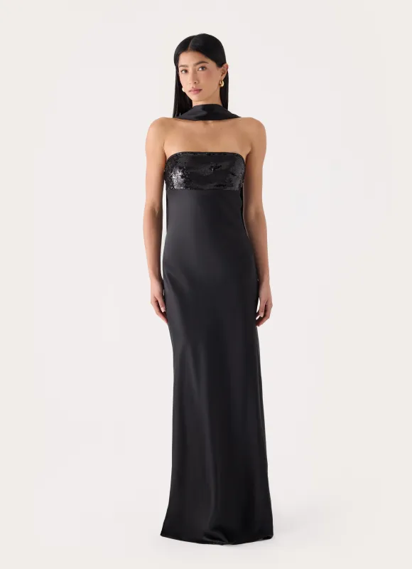 Hush Sequin Maxi Dress - Black made by Peppermayo