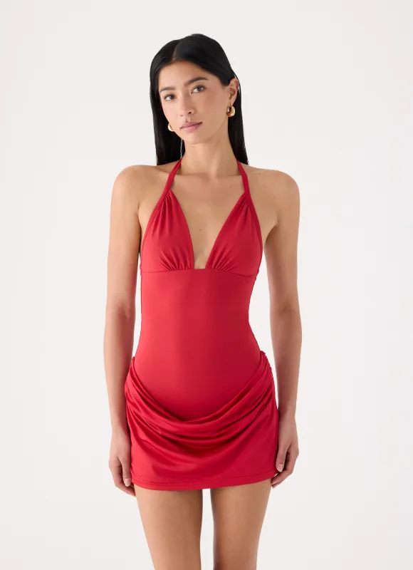 Elira Mini Dress - Chilli Red made by Peppermayo