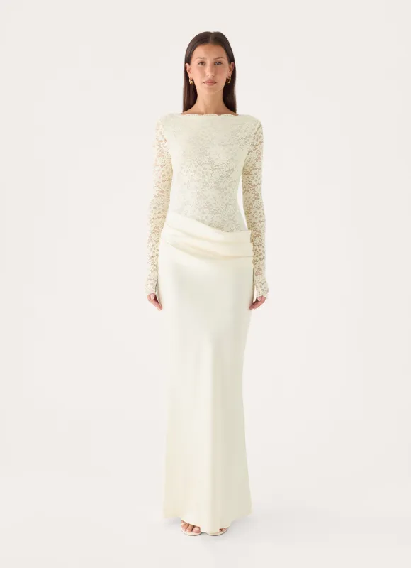 Cerelia Long Sleeve Maxi Dress - Ivory made by Peppermayo