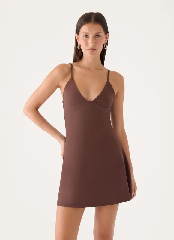 Savanah Mini Dress - Chocolate made by Peppermayo