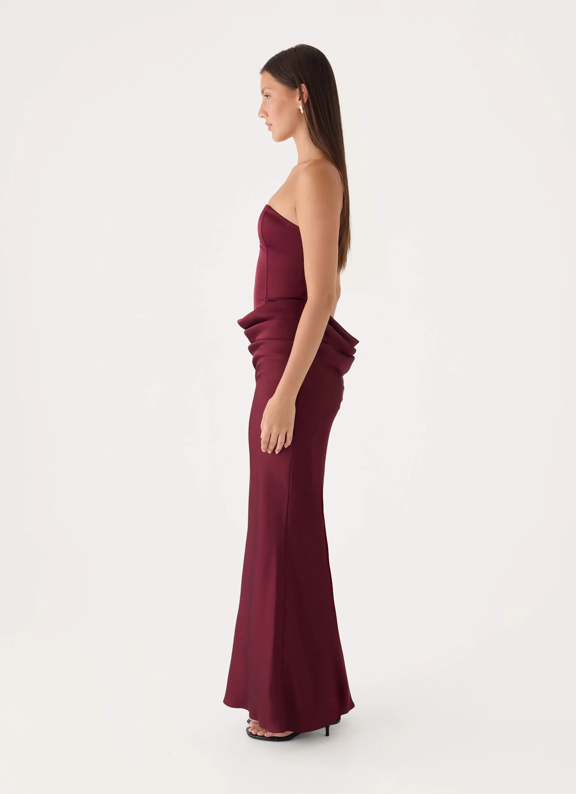 Adara Corset Maxi Dress - Burgundy sold by Peppermayo product image thumbnail 5