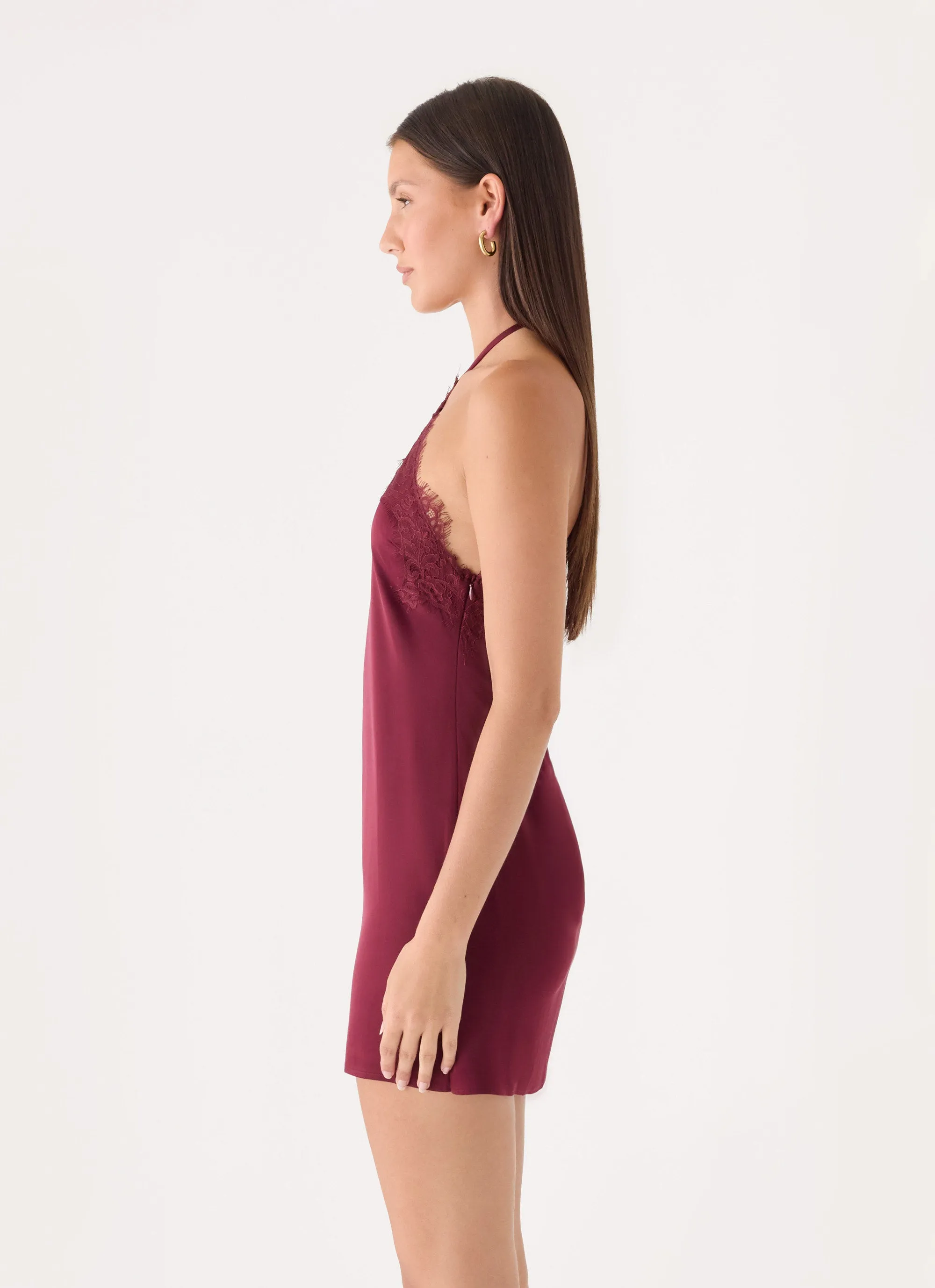 Samaria Halter Mini Dress - Burgundy sold by Peppermayo product image thumbnail 5