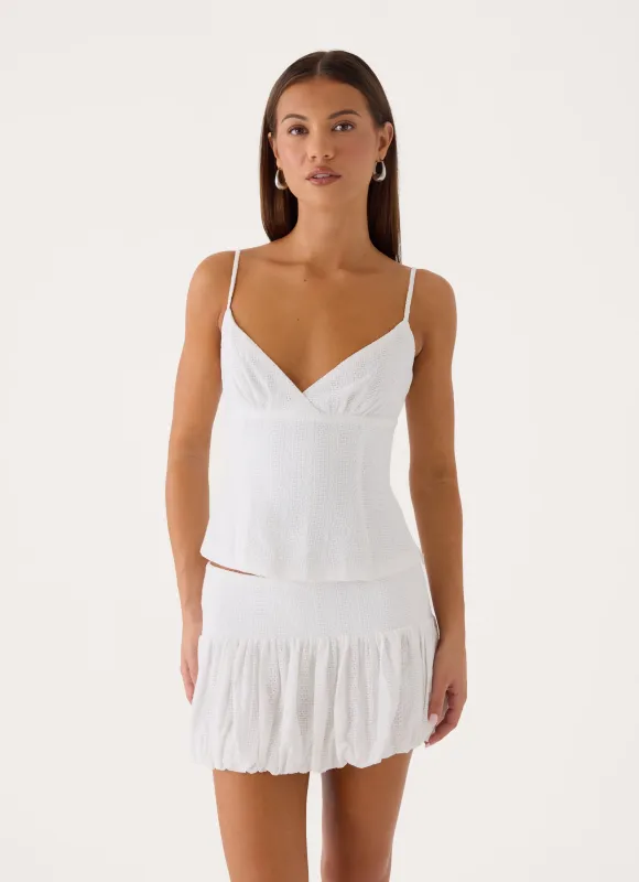Soft Sky Top - White made by Peppermayo