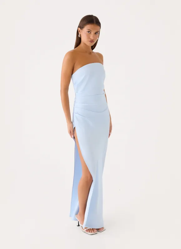 Eluna Strapless Maxi Dress - Blue made by Peppermayo