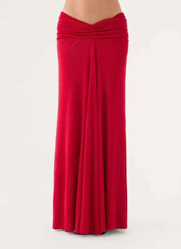 Basmaya Maxi Skirt - Chilli Red made by Peppermayo