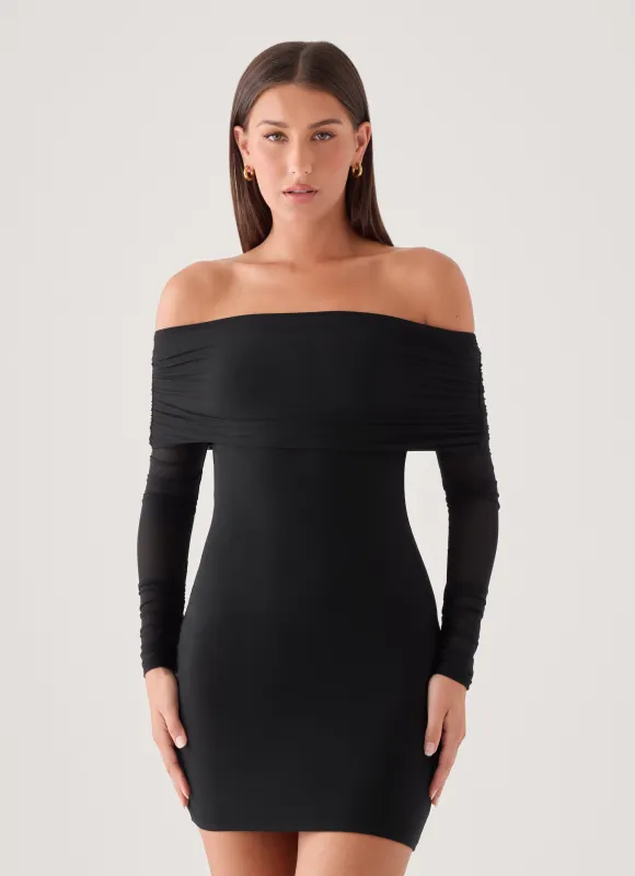 Turn Heads Mini Dress - Black made by Peppermayo