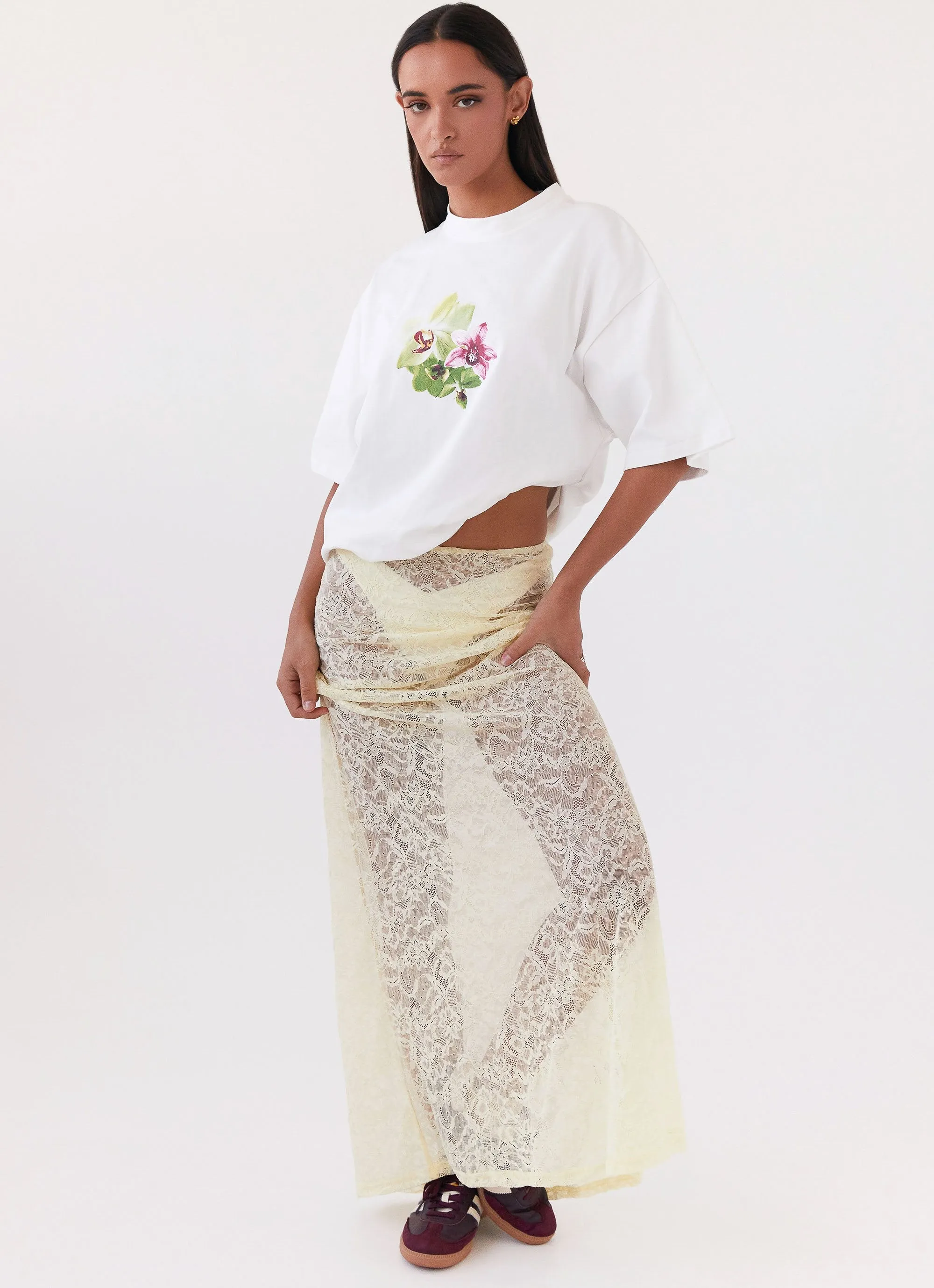 Atoir Lace Maxi Skirt - Yellow sold by Peppermayo