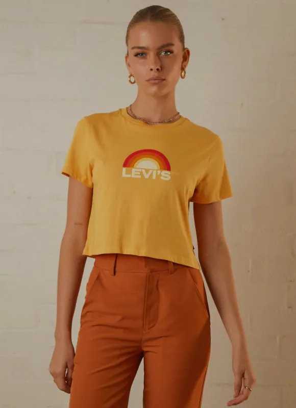 Cropped Jordie Tee - Sunrise Amber sold by Peppermayo