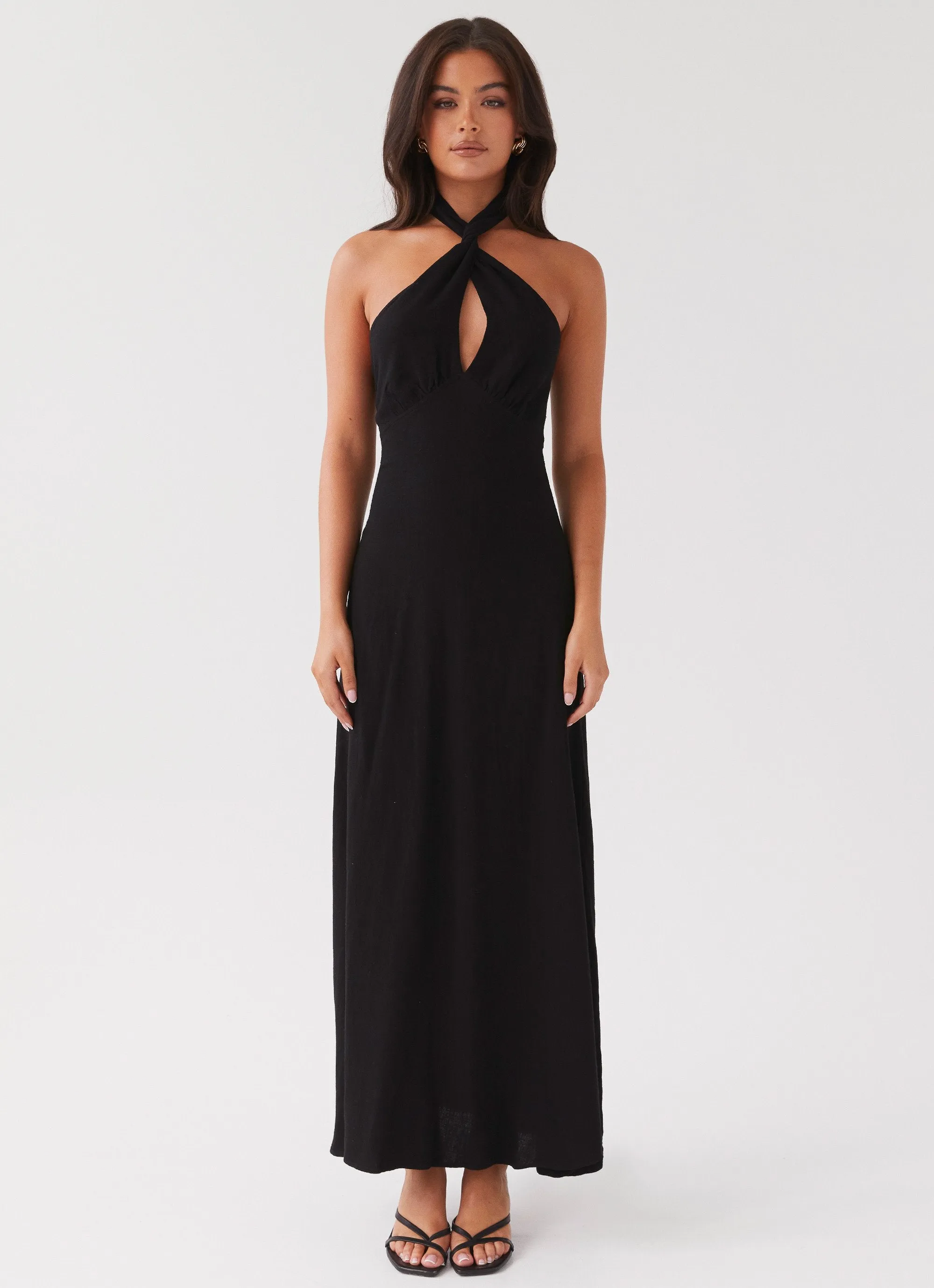 Adrienne Linen Maxi Dress Black Parallel