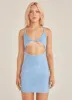 Poolside Story Terry Mini Dress - Azure sold by Peppermayo