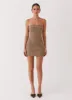 Vivenda Strapless Mini Dress - Brown Plaid sold by Peppermayo