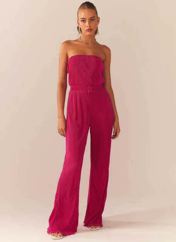 Doing The Most Plisse Jumpsuit - Magenta sold by Peppermayo