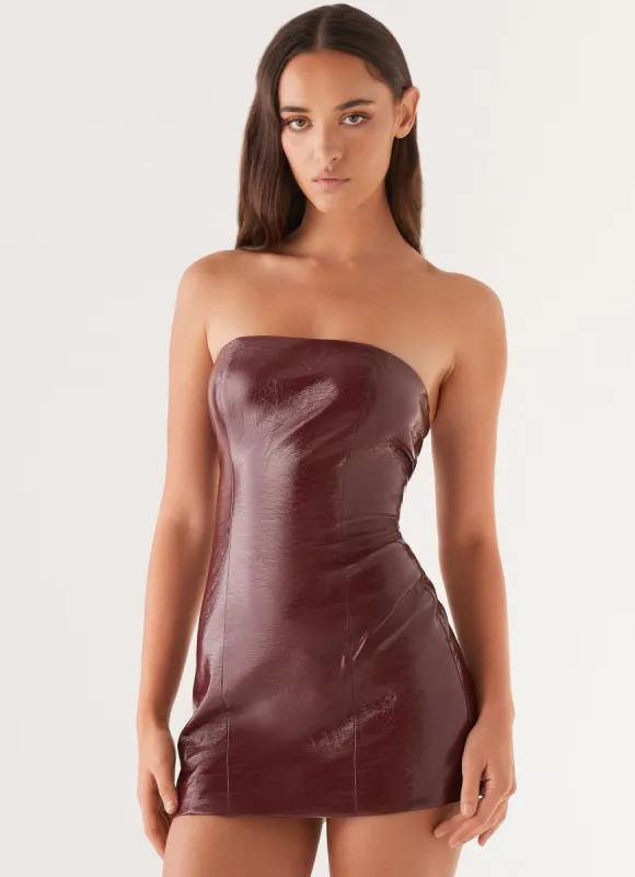 Big Shot Strapless Mini Dress - Merlot made by Peppermayo