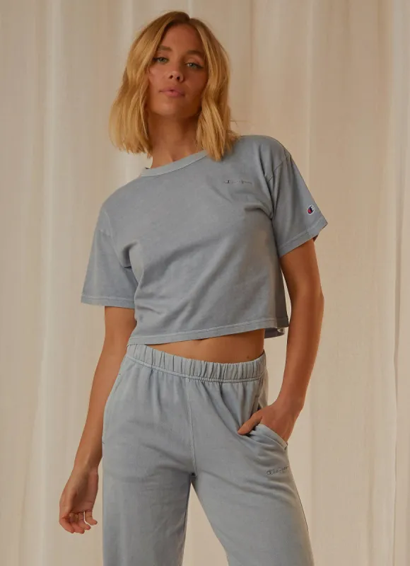 Vintage Dye Crop Tee - Wildflower Blue sold by Peppermayo