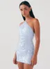 Glitz And Glamour Halterneck Mini Dress - Lavender Mist sold by Peppermayo