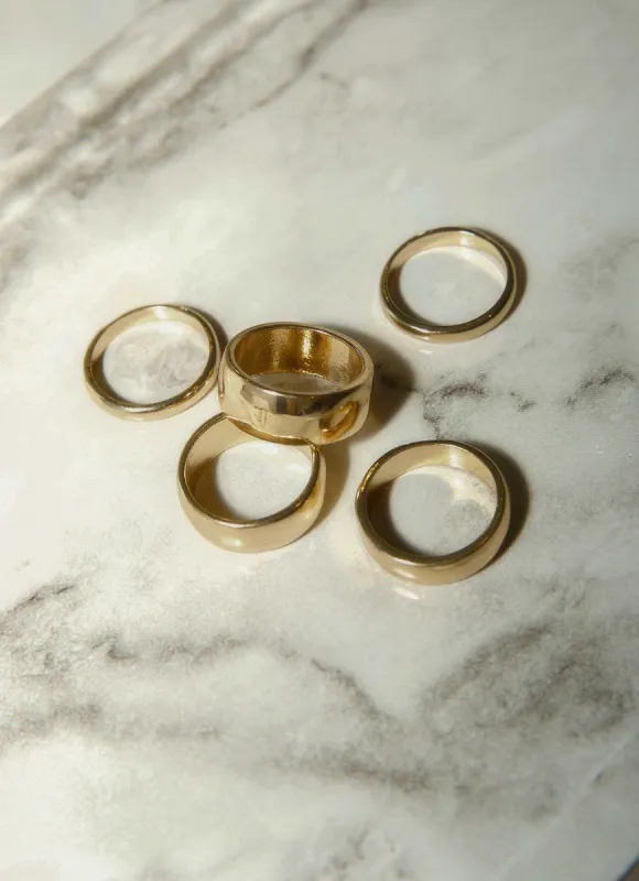 French Girl Ring Set - Gold sold by Peppermayo