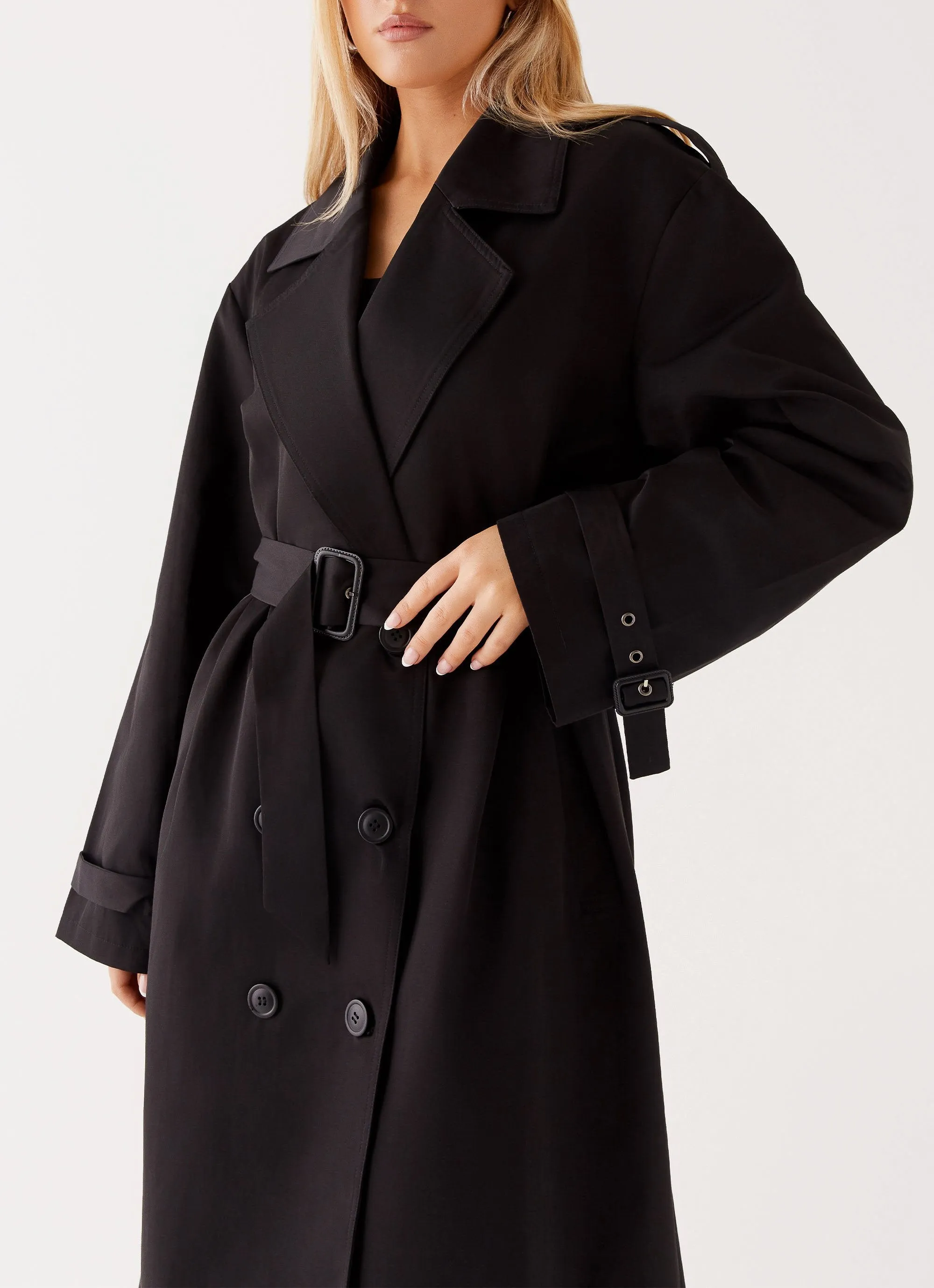 Frenchy Oversized Trench Coat - Black sold by Peppermayo product image thumbnail 5