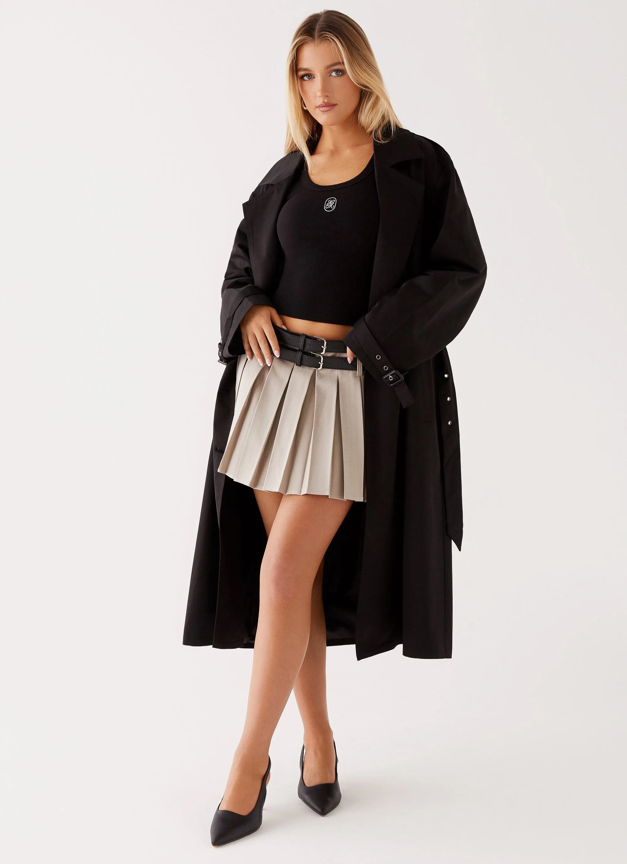 Frenchy Oversized Trench Coat - Black sold by Peppermayo
