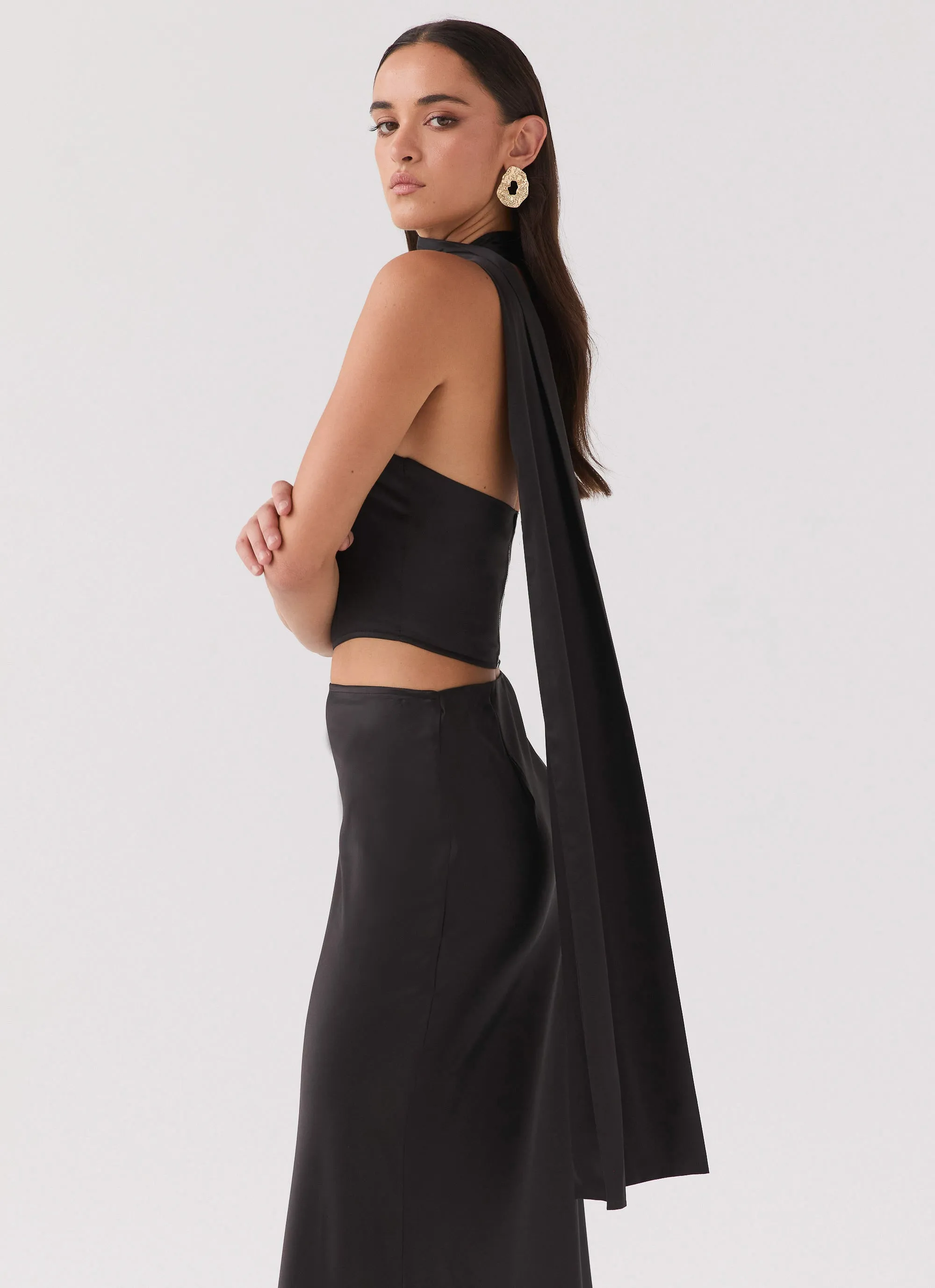 Kara Satin Maxi Skirt - Black sold by Peppermayo product image thumbnail 4