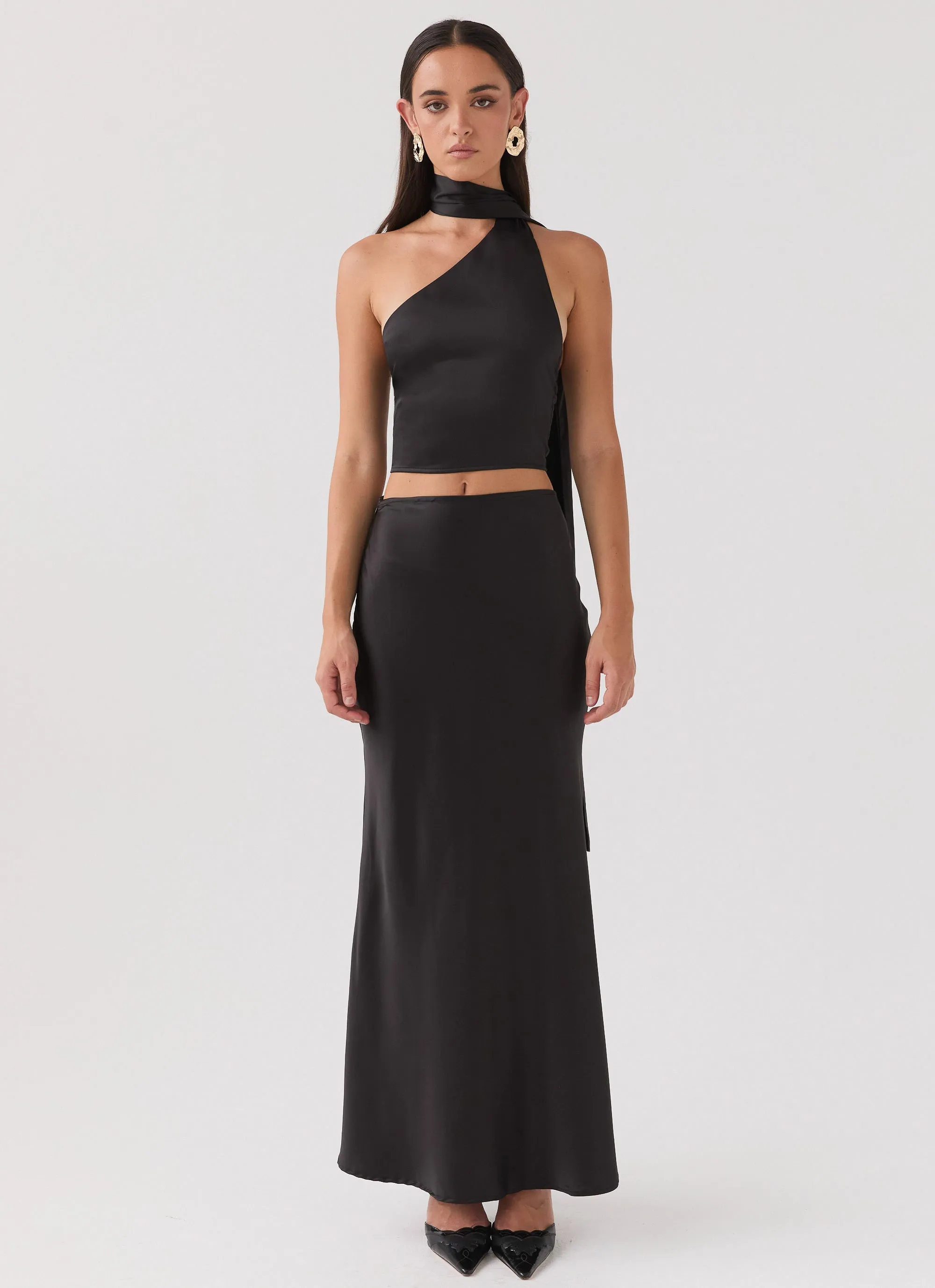 Kara Satin Maxi Skirt - Black sold by Peppermayo product image thumbnail 2
