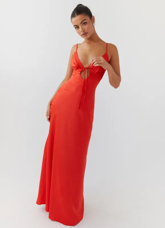 Flora Satin Maxi Dress - Citrus sold by Peppermayo