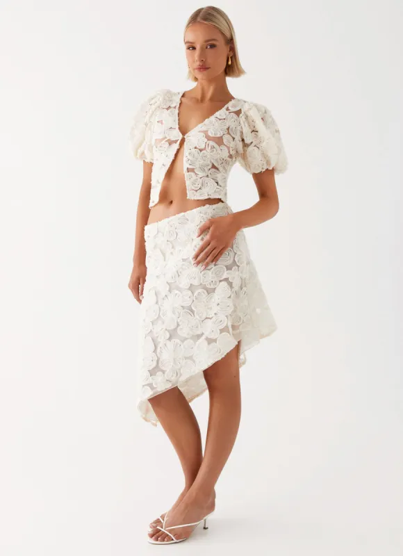 Orchid Breeze Midi Skirt - Ivory sold by Peppermayo