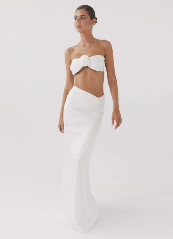Crescent Light Twist Maxi Skirt - Ivory sold by Peppermayo